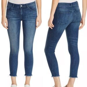 DL1961 Florence Instasculpt Cropped Raw Hem Jeans In Stranded Blue 24